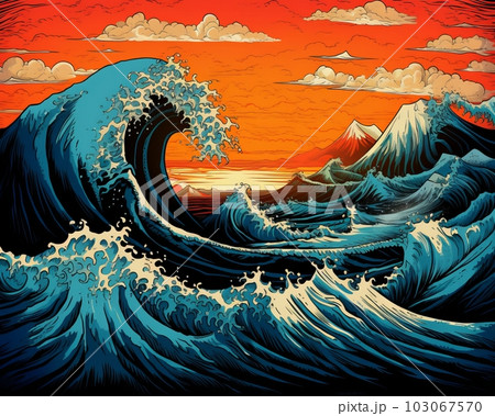 激しい波,Generative AI AI画像 103067570