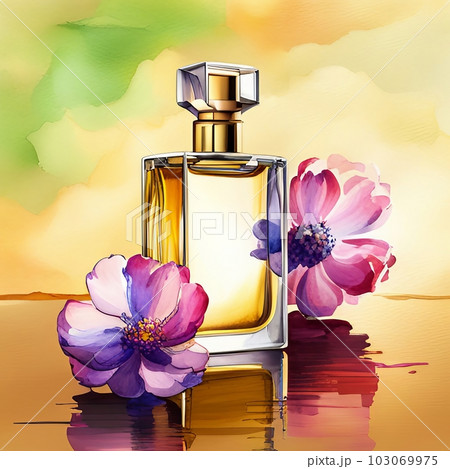 香水のボトルと花,Generative AI AI画像 103069975