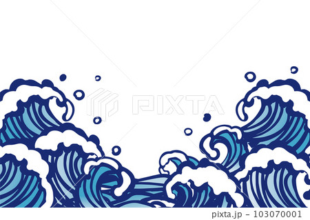 海 波 横長背景イラスト 103070001