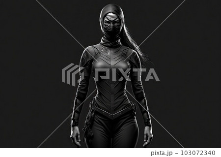 Ninja woman in full bodysuit isolated black…のイラスト素材 [103072340] - PIXTA