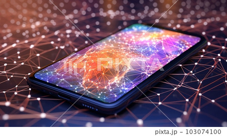 スマートフォンとサイバーイメージ,Generative AI AI画像 スマートフォンとサイバーイメージ,Generative AI AI画像 103074100
