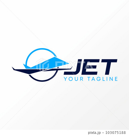 Logo design graphic concept creative abstract premium free vector stock side airplane jet fast flight in circle line. Related to transportation travel 103075188