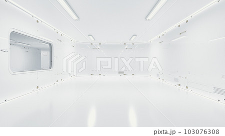 Scientific laboratory white room or Sci-Fi corridor white color. Science elements and Technology background. Can be used in education, science industry background. 103076308