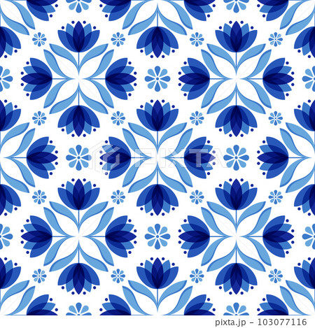 花のタイル風シームレスパターン 103077116