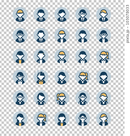 Vector icon set of office worker in suit and office worker in vest 103078033