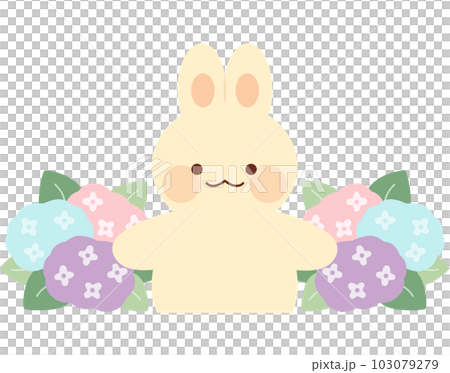 兔子半身像和繡球花 103079279