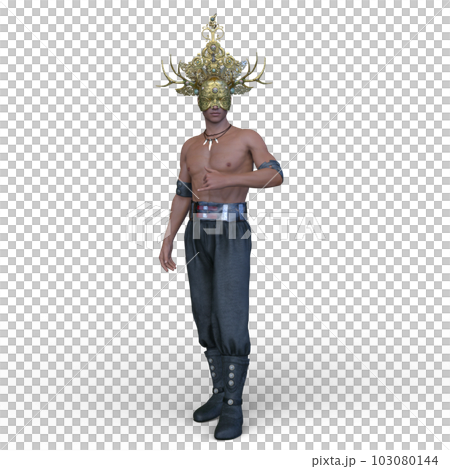 A warrior with a uniquely designed crown 103080144