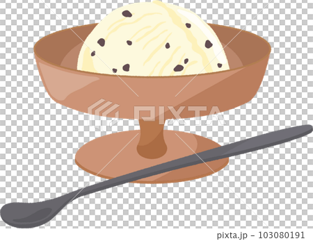 chocolate chip ice cream in dessert plate chocolate chip ice cream in dessert plate 103080191