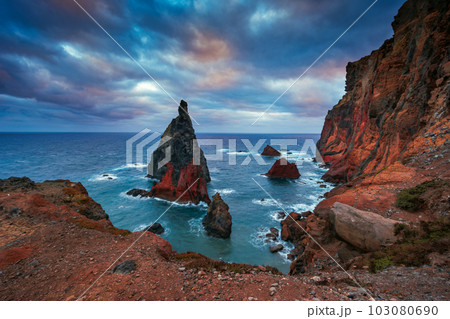 Miradouro de Sao Lourenco, rocks and cliffs in Madeira island. Unique travel experiance 103080690