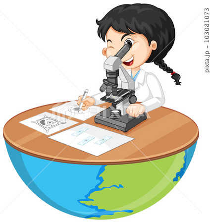 Scientist girl using microscope 103081073