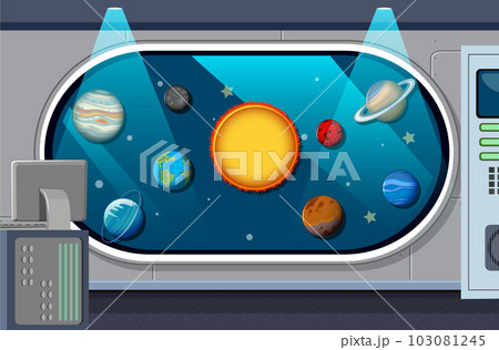 A room decorated with solar system planets template A room decorated with solar system planets template 103081245