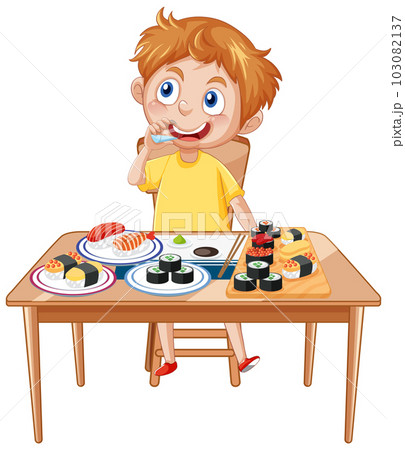 Happy Boy Enjoying Meal Happy Boy Enjoying Meal 103082137