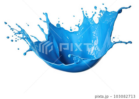 Vibrant Blue Paint Splash: Isolated Elegance on White Background, created with Generative AI Vibrant Blue Paint Splash: Isolated Elegance on White Background, created with Generative AI 103082713