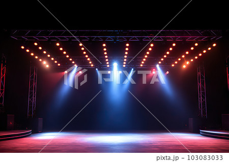 Vibrant Stage Illumination the Magic of a Free Stage with Brilliant Lights. created with Generative AI 103083033