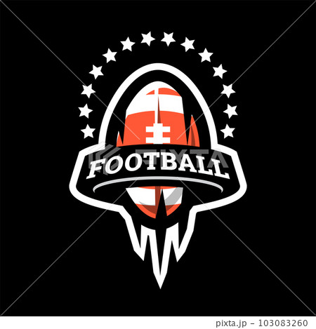 American footbal logo, emblem on a black background. Vector illustration. 103083260