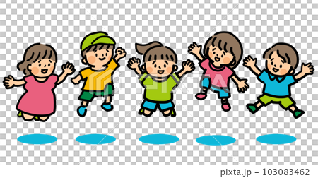 笑顔でジャンプする子供たち 笑顔でジャンプする子供たち 103083462