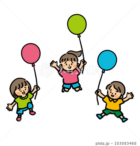 風船を持つ笑顔の子供たち 103083468