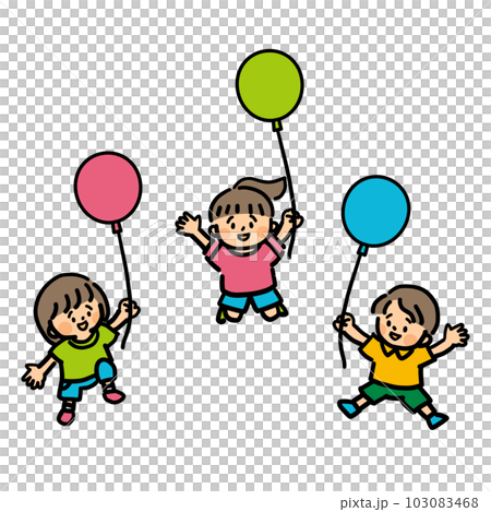 風船を持つ笑顔の子供たち 103083468