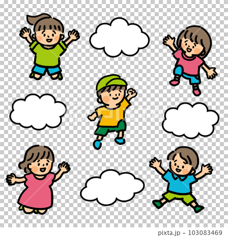 楽しそうにジャンプをする子供たち 103083469