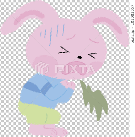 嘔吐しているうさぎの男の子イラスト 嘔吐しているうさぎの男の子イラスト 103083657
