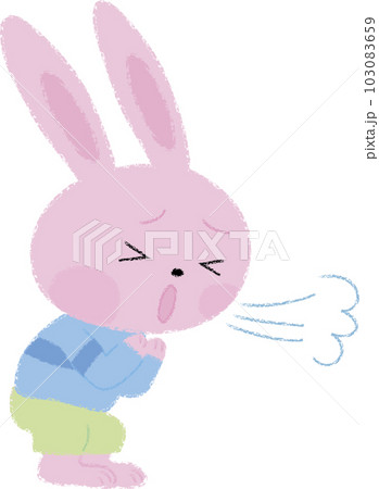 咳をしているうさぎの男の子イラスト 103083659