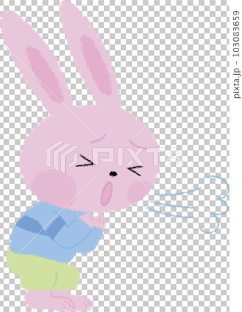 Rabbit boy illustration coughing 103083659