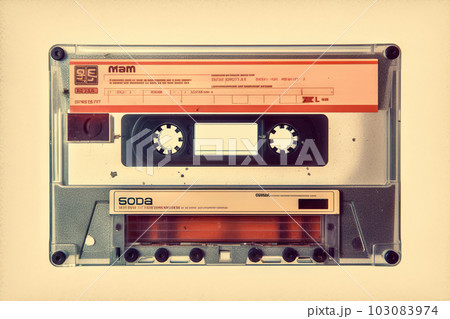 Retro Styled Image of an Old Compact Cassette. created with Generative AI 103083974