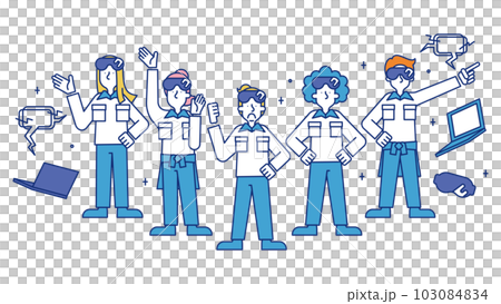 AR技術者の職業に就く男性と女性のイラスト 103084834