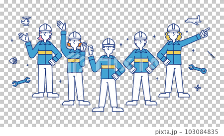 Illustration of a man and a woman who are aviation mechanics Illustration of a man and a woman who are aviation mechanics 103084835