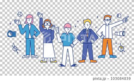 光学設計士の職業に就く男性と女性のイラスト 光学設計士の職業に就く男性と女性のイラスト 103084839
