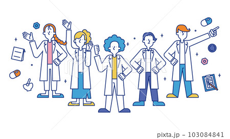 薬剤師の職業に就く男性と女性のイラスト 103084841
