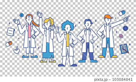 Illustration of a man and a woman who work as pharmacists 103084841