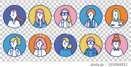 多款職業女性簡約圖標套裝B（圓形） 103084852