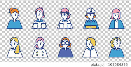 各式各樣的職業女性簡約圖標集A 103084856