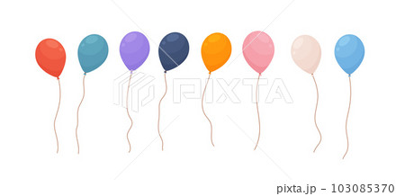 Set of colorful balloons, cartoon flat vector illustration isolated on white background. 103085370