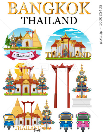 Bangkok Thailand Landmark Logo Banner Bangkok Thailand Landmark Logo Banner 103085438