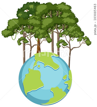 Tree forest on globe vector 103085463