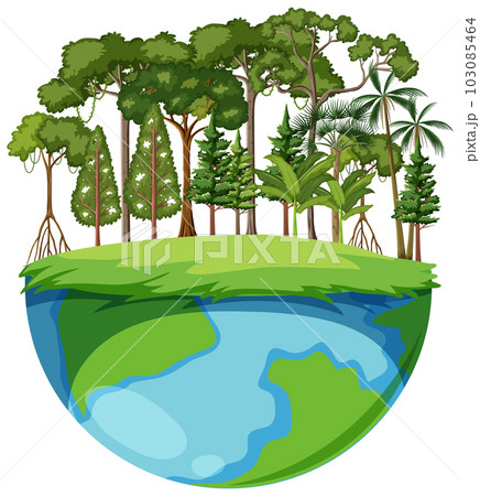 Tree forest on globe vector 103085464