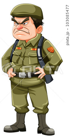 Grumpy army officer cartoon character Grumpy army officer cartoon character 103085477