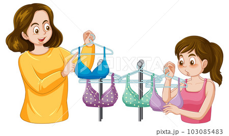 Mother and daughter choosing a bra during puberty 103085483