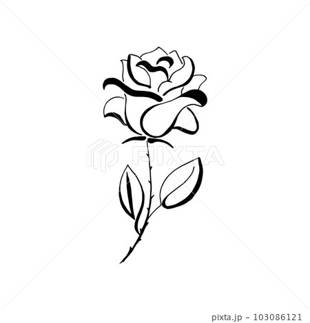 Flower. Black hand-drawn rose. Vector, design element. Isolated on a transparent background. Blossom icon. Flower. Black hand-drawn rose. Vector, design element. Isolated on a transparent background. Blossom icon. 103086121