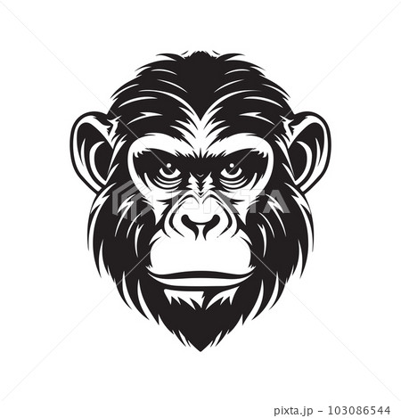 monkey, logo concept black and white color, hand drawn illustration 103086544