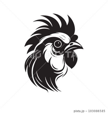 chicken, logo concept black and white color, hand drawn illustration 103086585