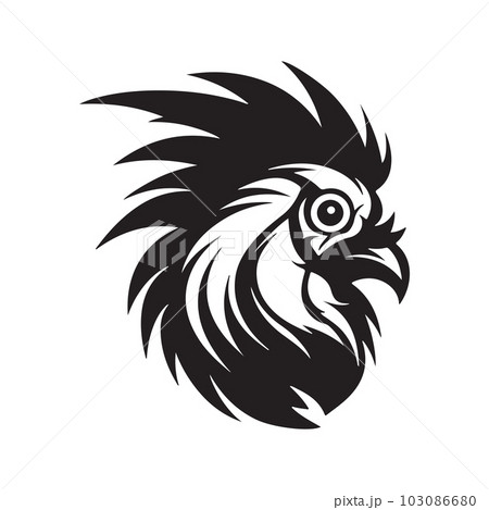 rooster, logo concept black and white color, hand drawn illustration 103086680
