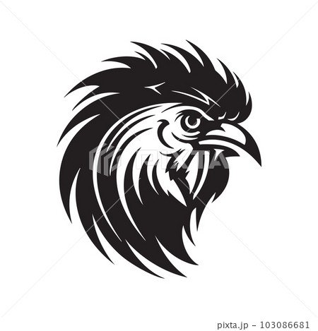 rooster, logo concept black and white color, hand drawn illustration rooster, logo concept black and white color, hand drawn illustration 103086681
