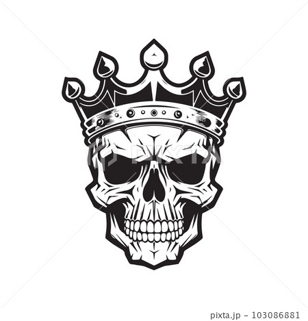 skull wearing crown, vector concept digital art, hand drawn illustration skull wearing crown, vector concept digital art, hand drawn illustration 103086881