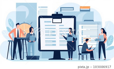 Personnel management, human resources, business meeting, planning and budgeting, Generated AI 103086917