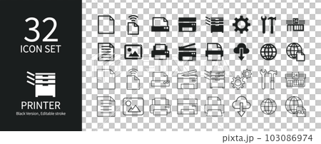 Icon set related to printers and scanners Icon set related to printers and scanners 103086974