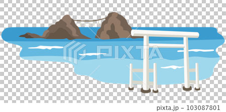 糸島　桜井二見ヶ浦　夫婦岩　福岡県　観光名所 103087801