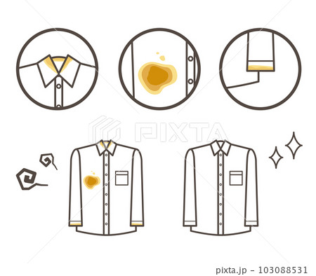 洋服　汚れのイメージ　シンプルな線画イラスト素材 103088531